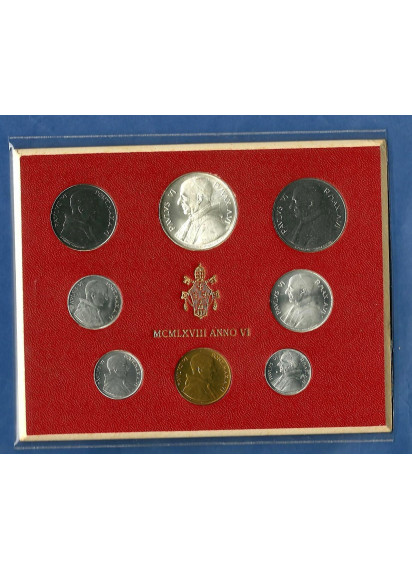 1968 - Confezione Zecca Vaticano  Paolo VI Anno VI  8 valori    Tiratura 100.000